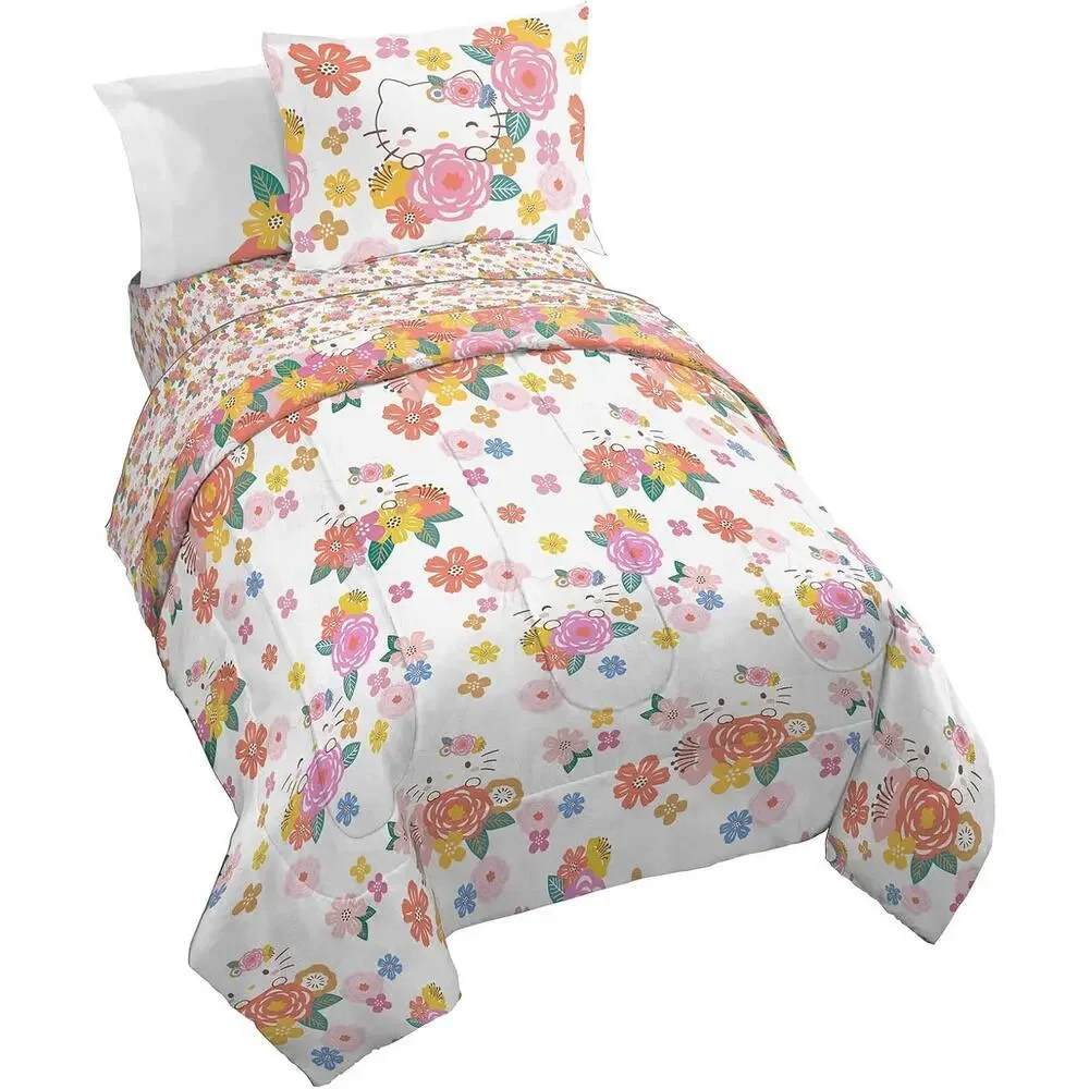 NEW Jay Franco Hello Kitty Floral Full Double Comforter Set 7 Piece Bedding Set